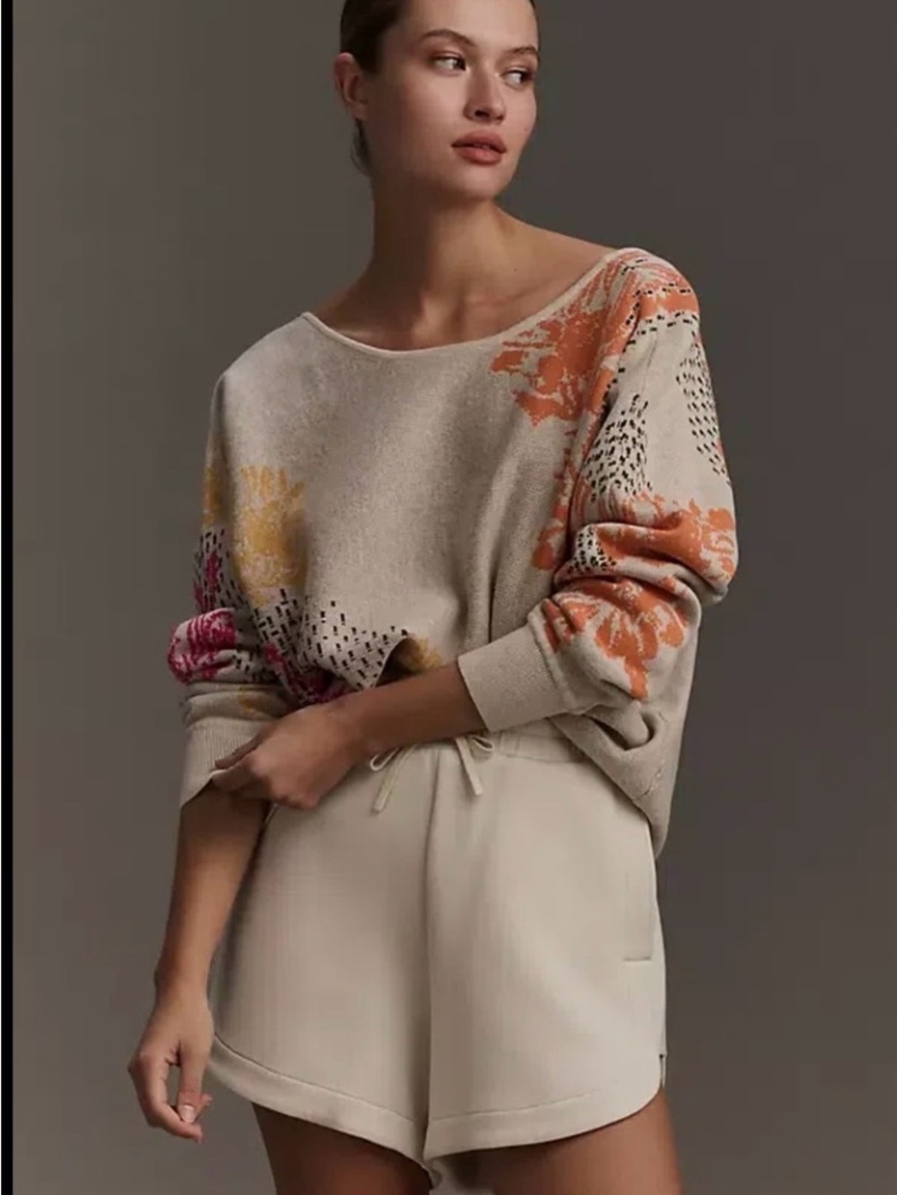 Daily Practice by Anthropologie Hazy Daze Pullover Sweater in Beige